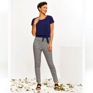 Cherry Bobin Hepburn black and white gingham check high rise trousers size M